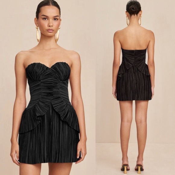🆕 CULT GAIA Charlique Pleated Mini Dress Black Sz 10 - Picture 9 of 9